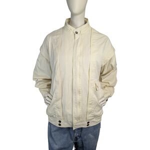 Vintage 1980s Buttercup Yellow Utility Bomber Jacket, Size L/XL